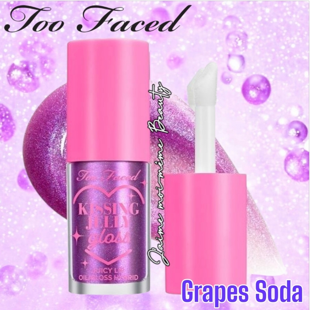 Too Faced Kissing Jelly Lip Oil Gloss in Grape Soda (Shimmer Glitter Purple)